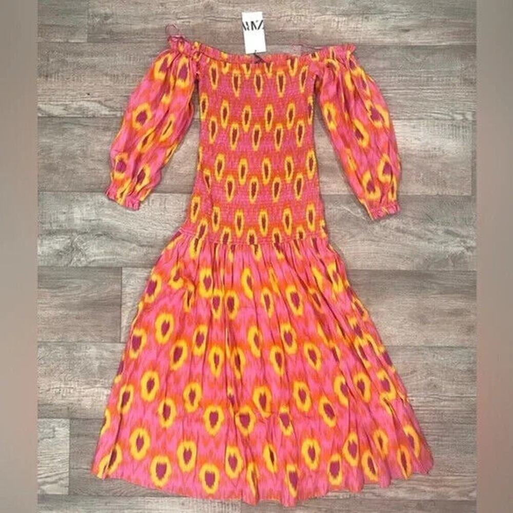 ZARA Blogger Fave Smocked Off-Shoulder Maxi Dress NWT - Picture 16 of 16